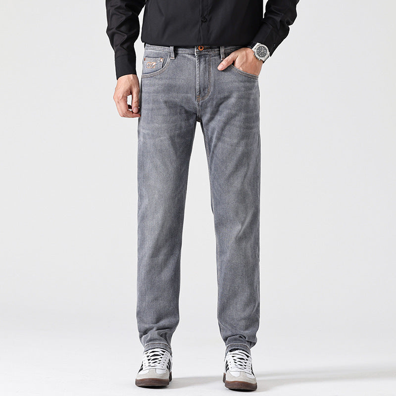 Men’s Classic Light Luxury Fit Slimming Retro Jeans – Gray Denim