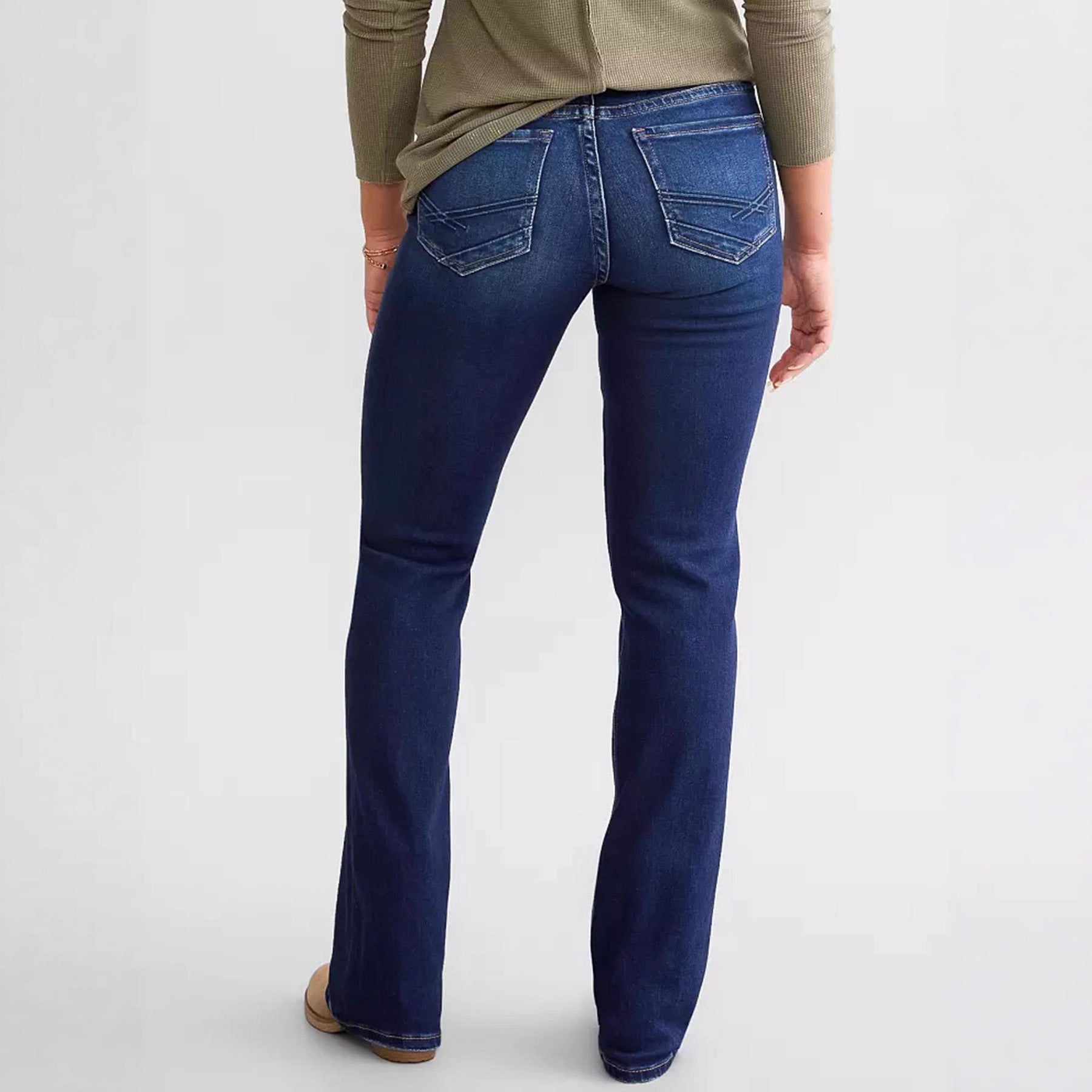 Women’s High-Waist Stretch Slim Fit Flared Ripped Jeans