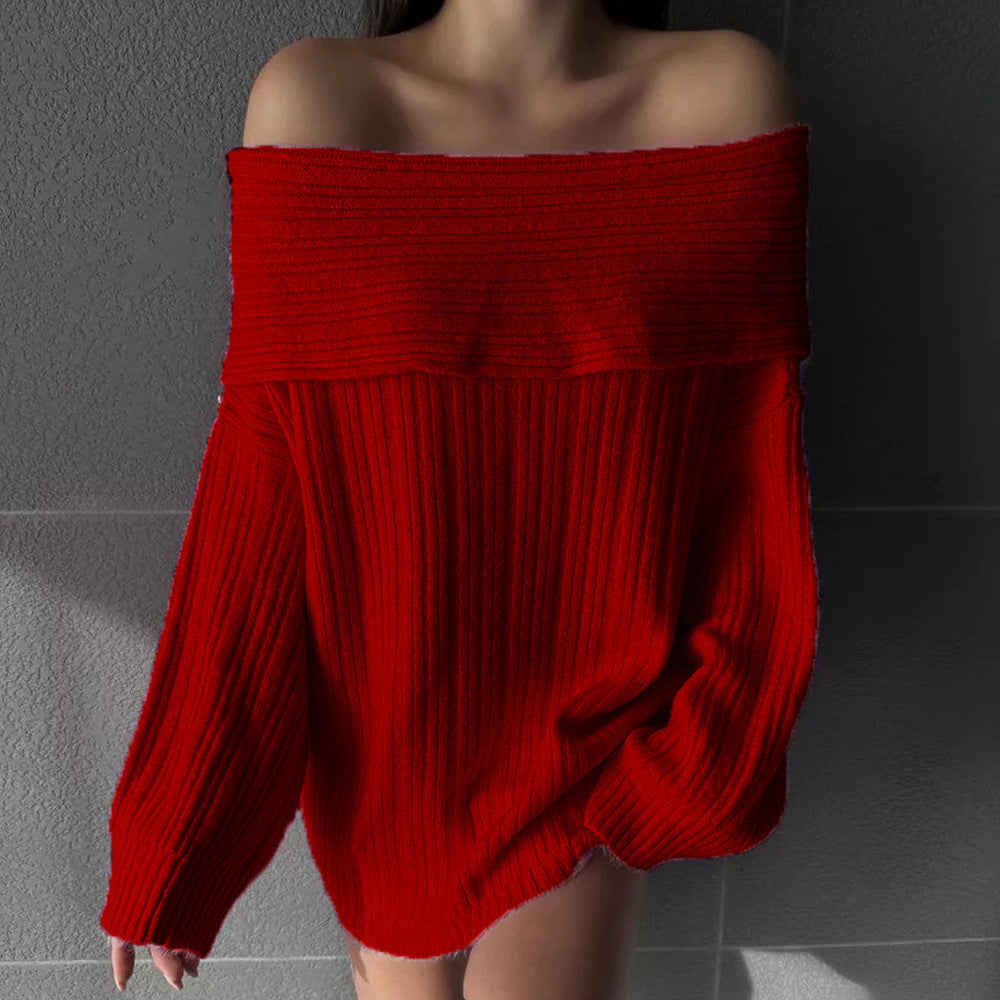 Women's Off-neck Long-sleeved Loose Sweater