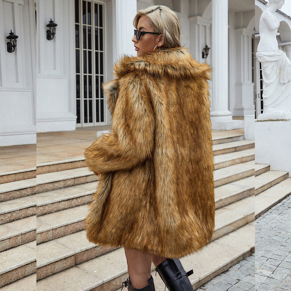Casual Trend Loose Faux Fur Coat – Women’s Winter Fashion Outerwear