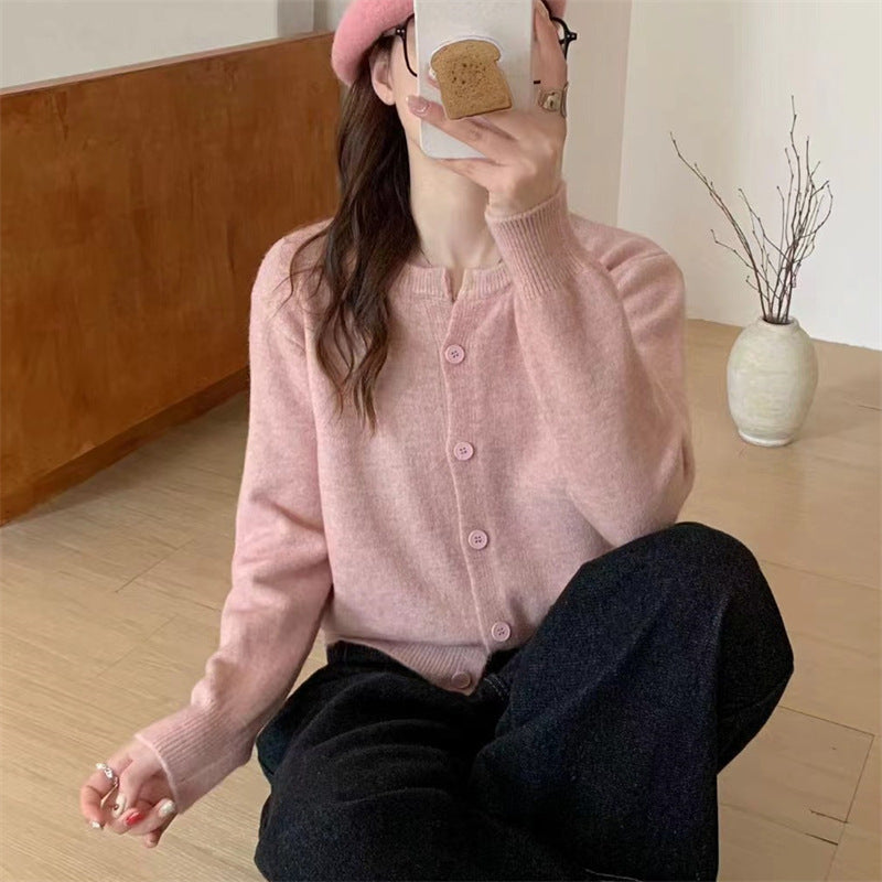 Women’s Knitted Button Cardigan Casual Short Sweater Jacket