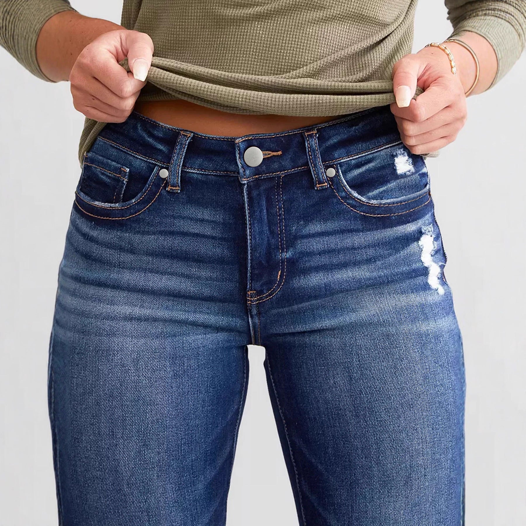 Women’s High-Waist Stretch Slim Fit Flared Ripped Jeans