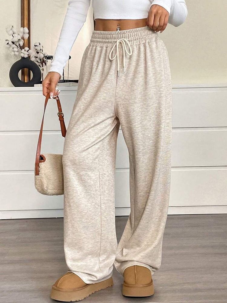 Solid Color Casual Wide Leg Pants for Women – Loose Fit, High Waist, Comfy Style