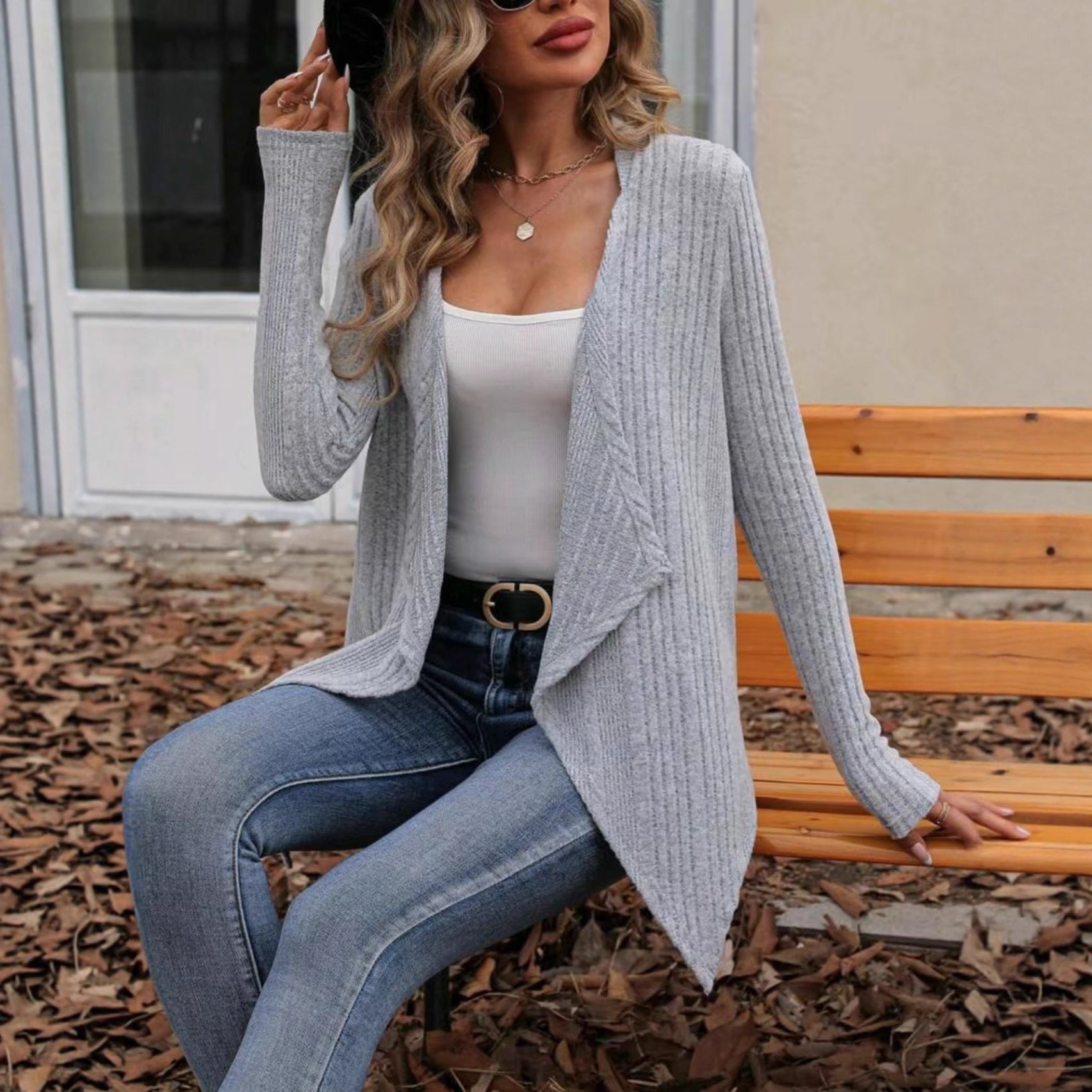 Cozy Long Sleeve Open Front Cardigan with Pockets