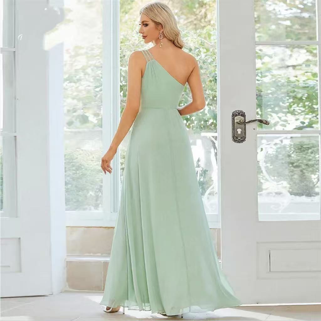 High-Grade One-Shoulder Slim Fit Evening Dress for Women