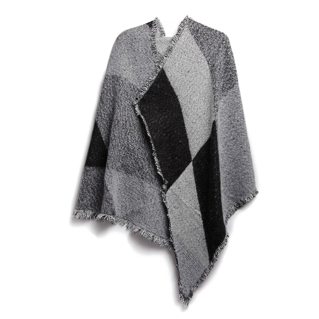 Women’s Winter Warm Scarf – Thick Knitted Plaid Shawl Wrap