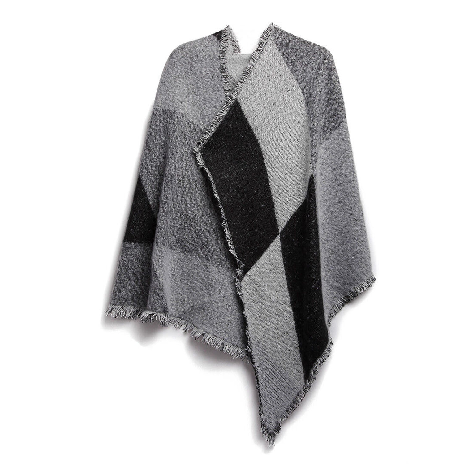Women’s Winter Warm Scarf – Thick Knitted Plaid Shawl Wrap