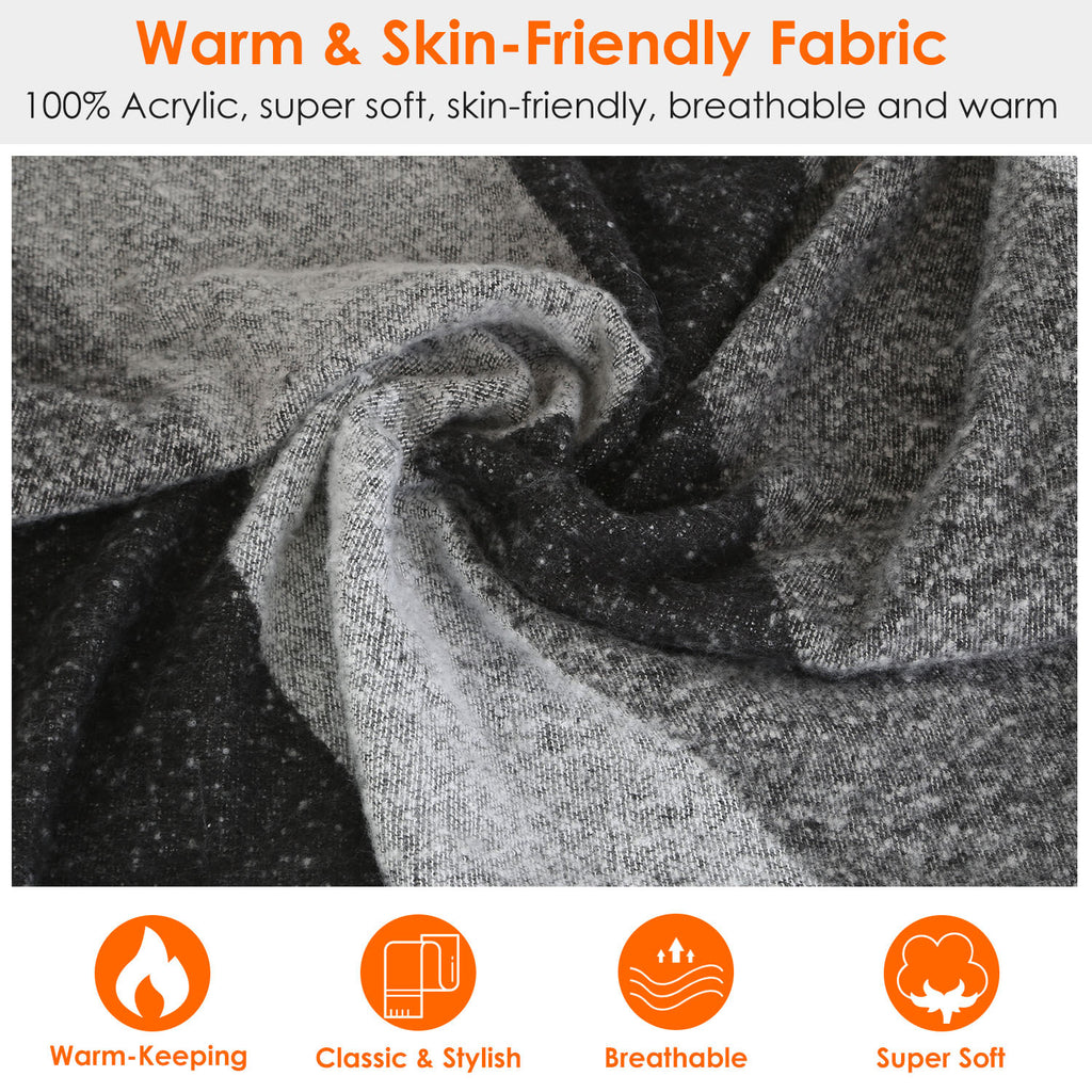 Women’s Winter Warm Scarf – Thick Knitted Plaid Shawl Wrap