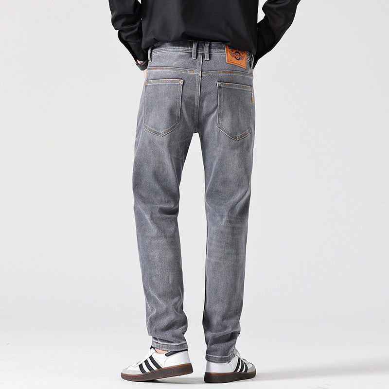 Men’s Classic Light Luxury Fit Slimming Retro Jeans – Gray Denim
