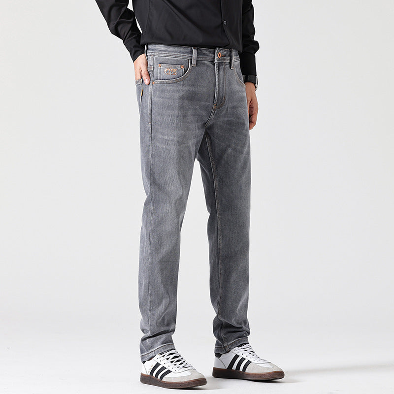 Men’s Classic Light Luxury Fit Slimming Retro Jeans – Gray Denim