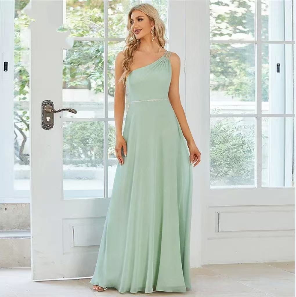 High-Grade One-Shoulder Slim Fit Evening Dress for Women