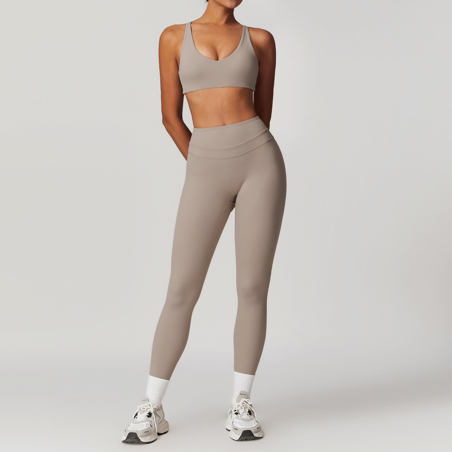Women’s 2-Piece Yoga Set – Back Cross Sports Bra & High Waist Leggings