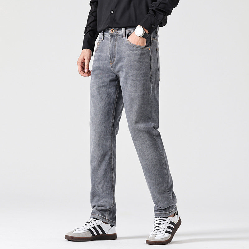 Men’s Classic Light Luxury Fit Slimming Retro Jeans – Gray Denim