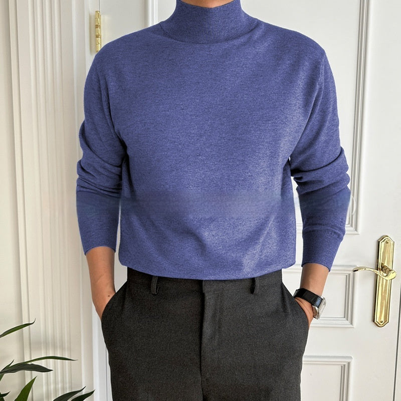 Men’s Business Pullover Mock Neck Sweater – Smart Casual Knit Top