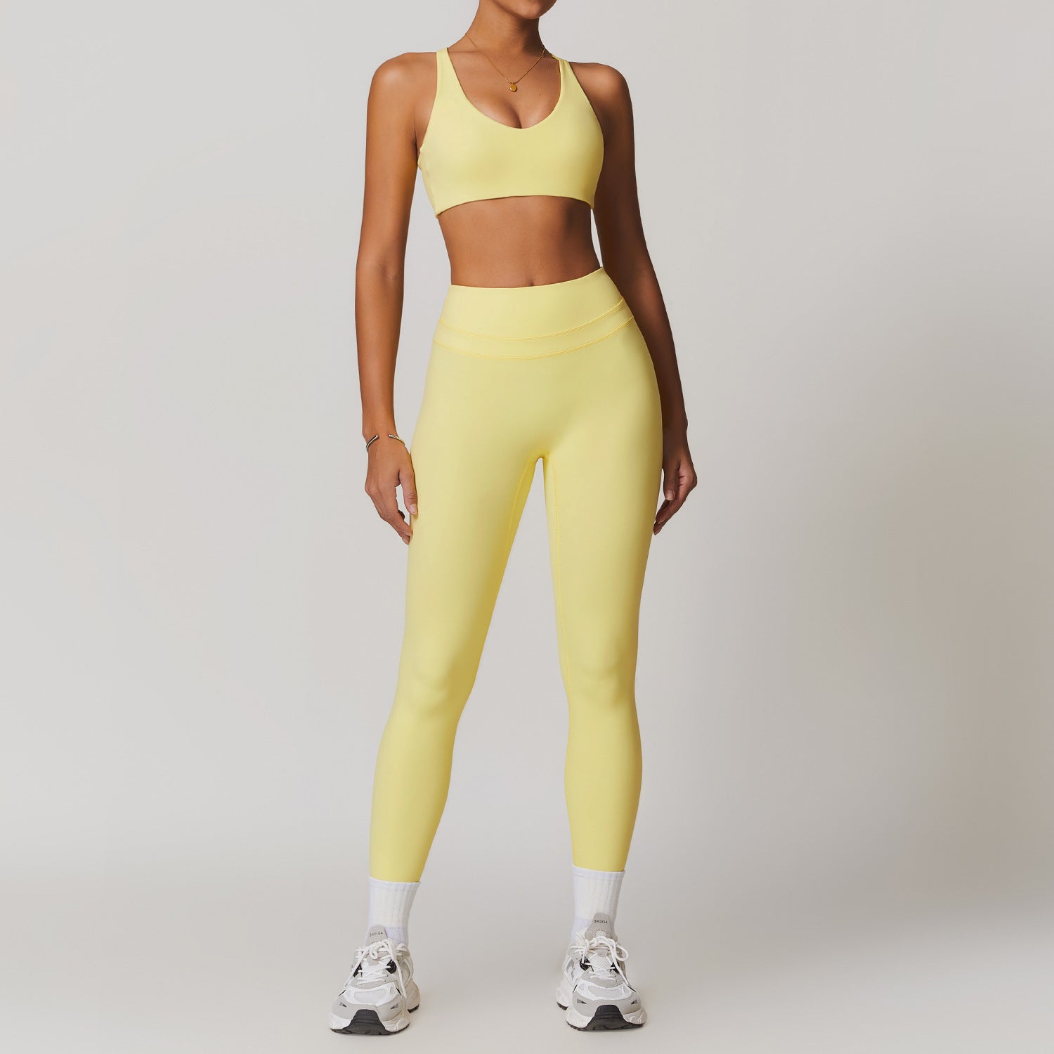 Women’s 2-Piece Yoga Set – Back Cross Sports Bra & High Waist Leggings