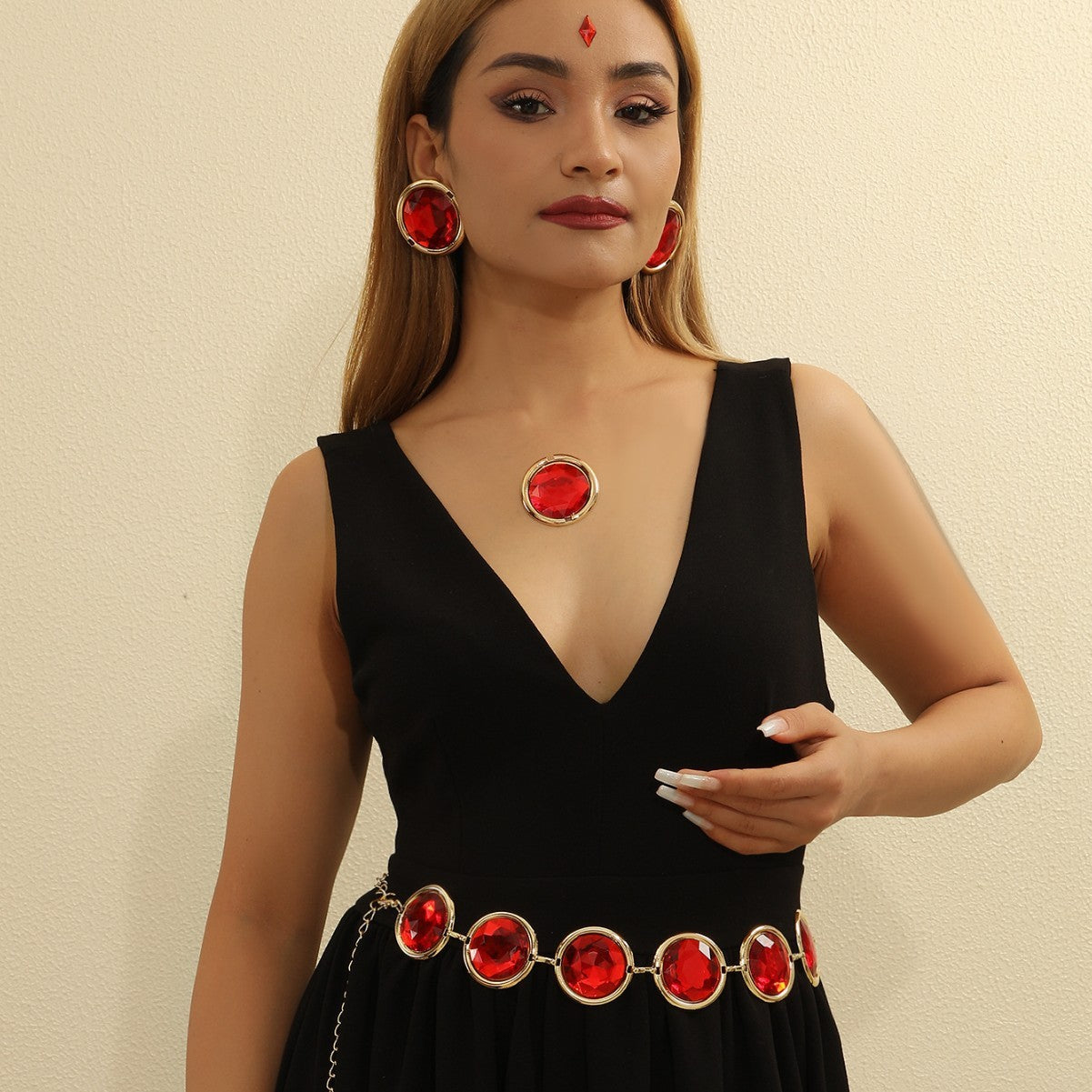 Women’s Mirror Casual Decorative Crystal Waist Chain