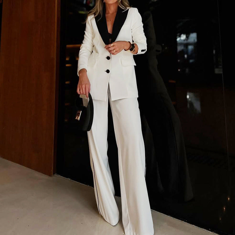 Women’s Fashion Business Two-Piece Suit – Blazer & Straight Loose Pants Set