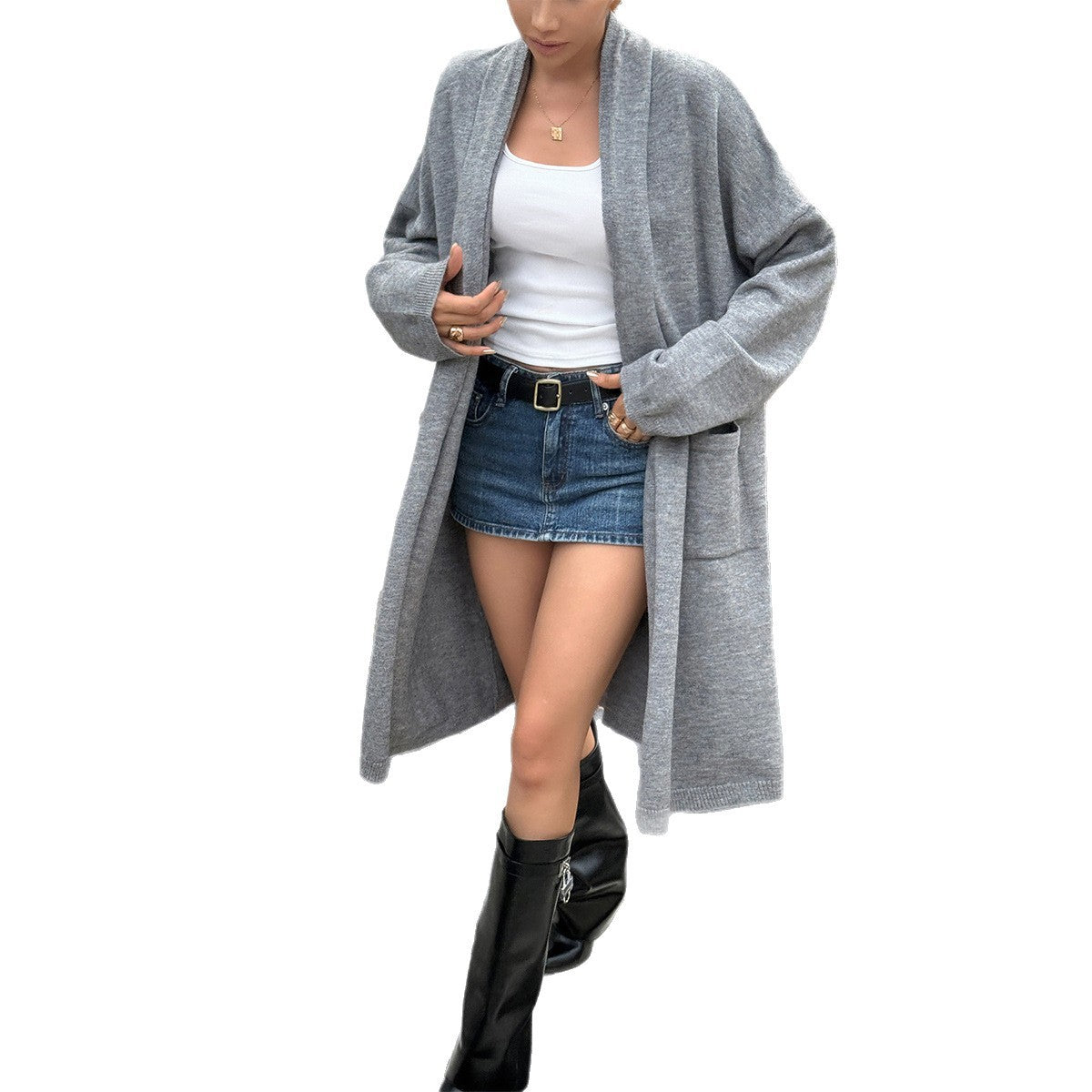 Women’s Long Sleeve Trench Cardigan Sweater  Casual Open Front Coat