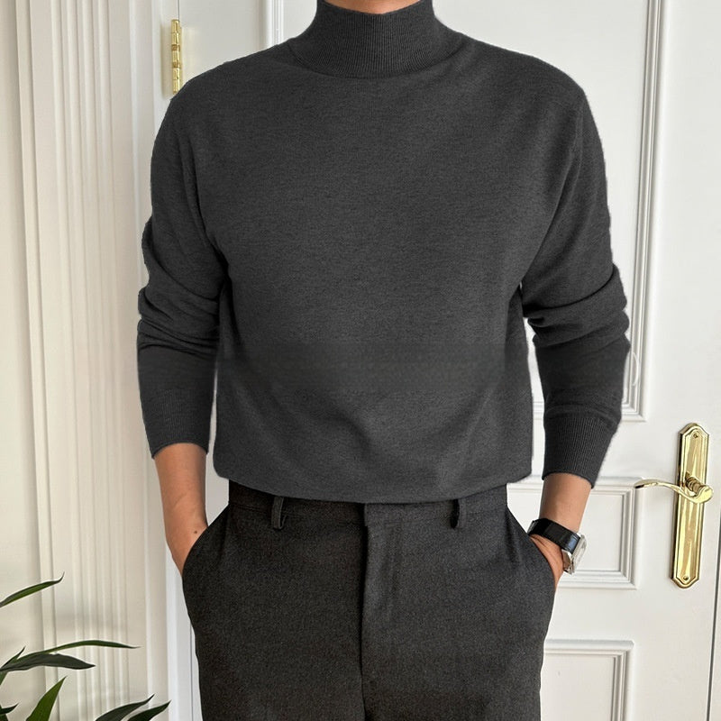 Men’s Business Pullover Mock Neck Sweater – Smart Casual Knit Top
