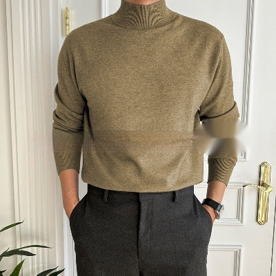Men’s Business Pullover Mock Neck Sweater – Smart Casual Knit Top