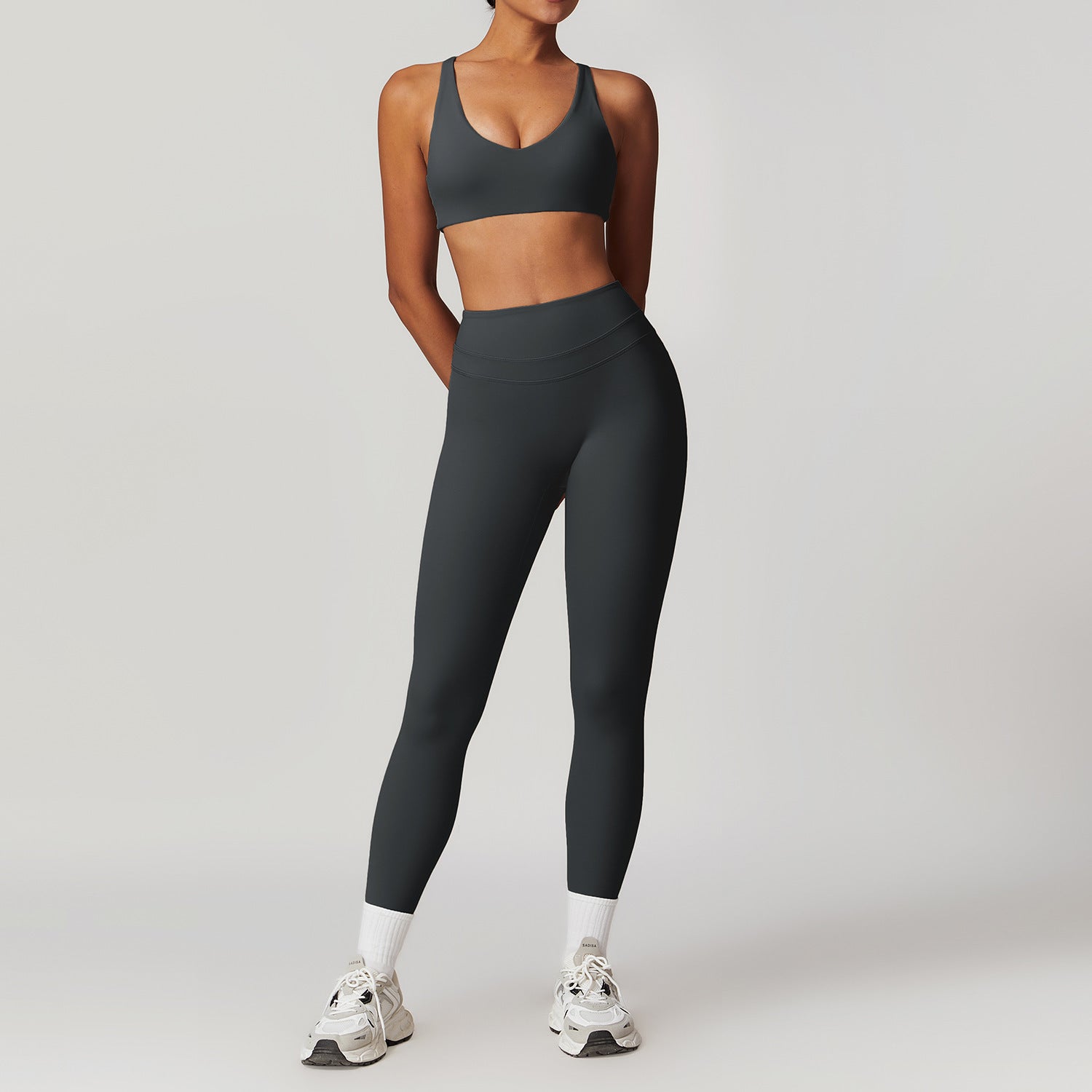 Women’s 2-Piece Yoga Set – Back Cross Sports Bra & High Waist Leggings