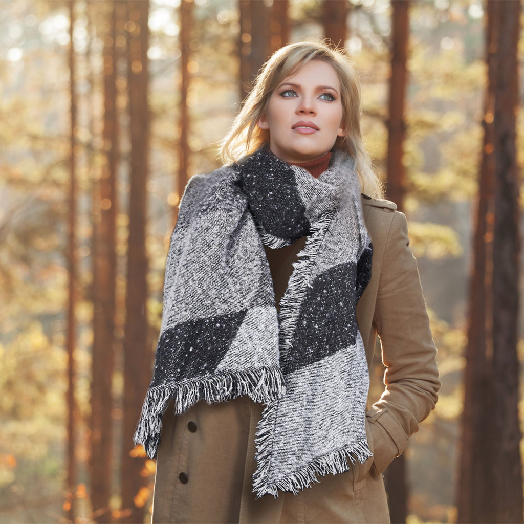 Women’s Winter Warm Scarf – Thick Knitted Plaid Shawl Wrap
