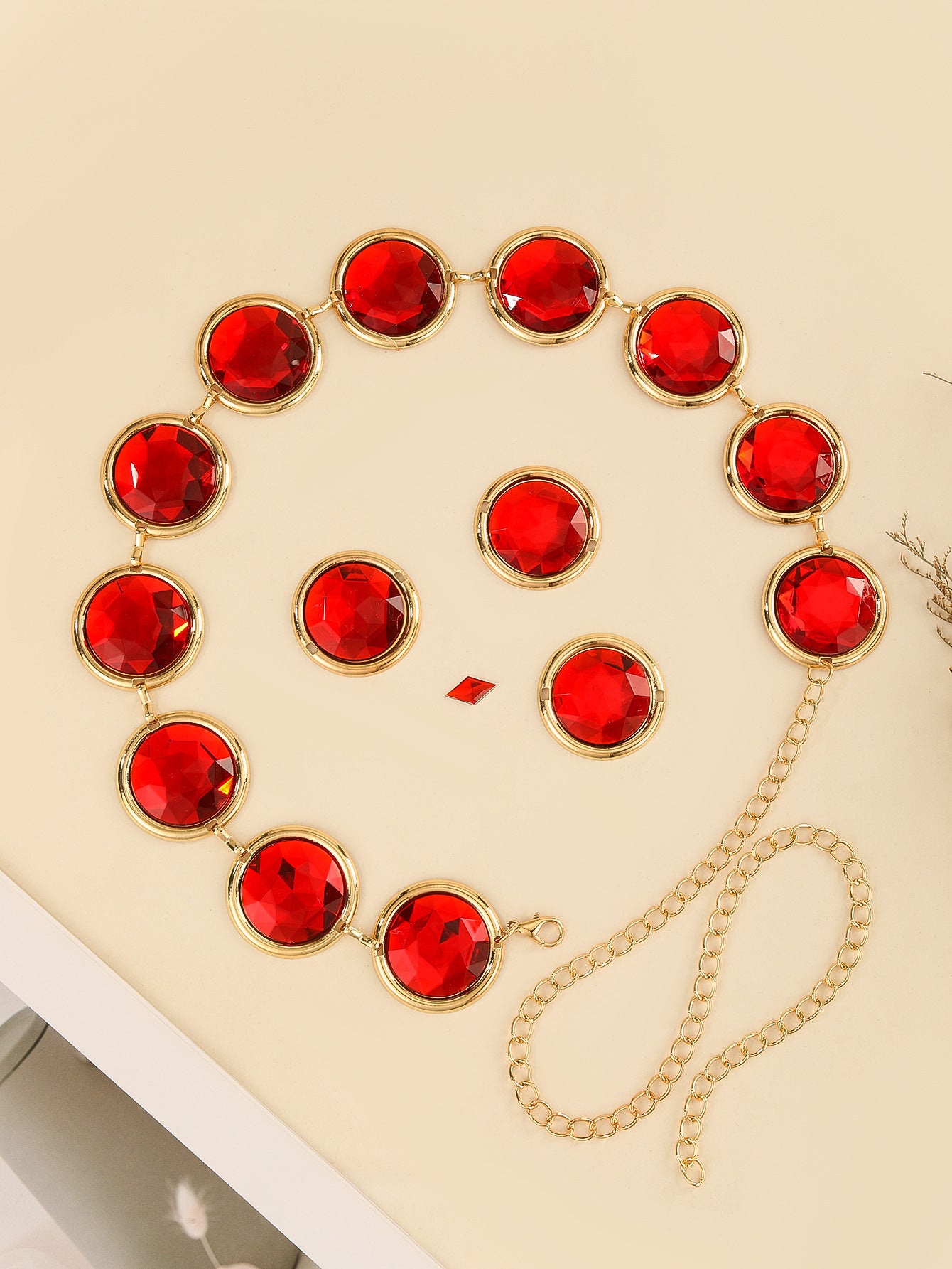 Women’s Mirror Casual Decorative Crystal Waist Chain