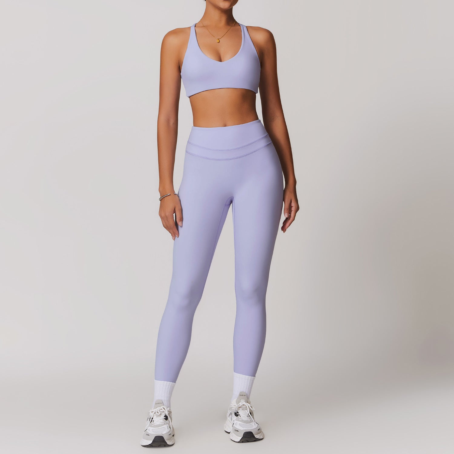 Women’s 2-Piece Yoga Set – Back Cross Sports Bra & High Waist Leggings