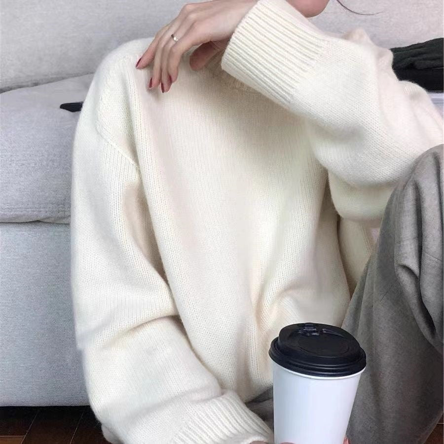 Cozy Round Neck Loose Fit Chenille Sweater