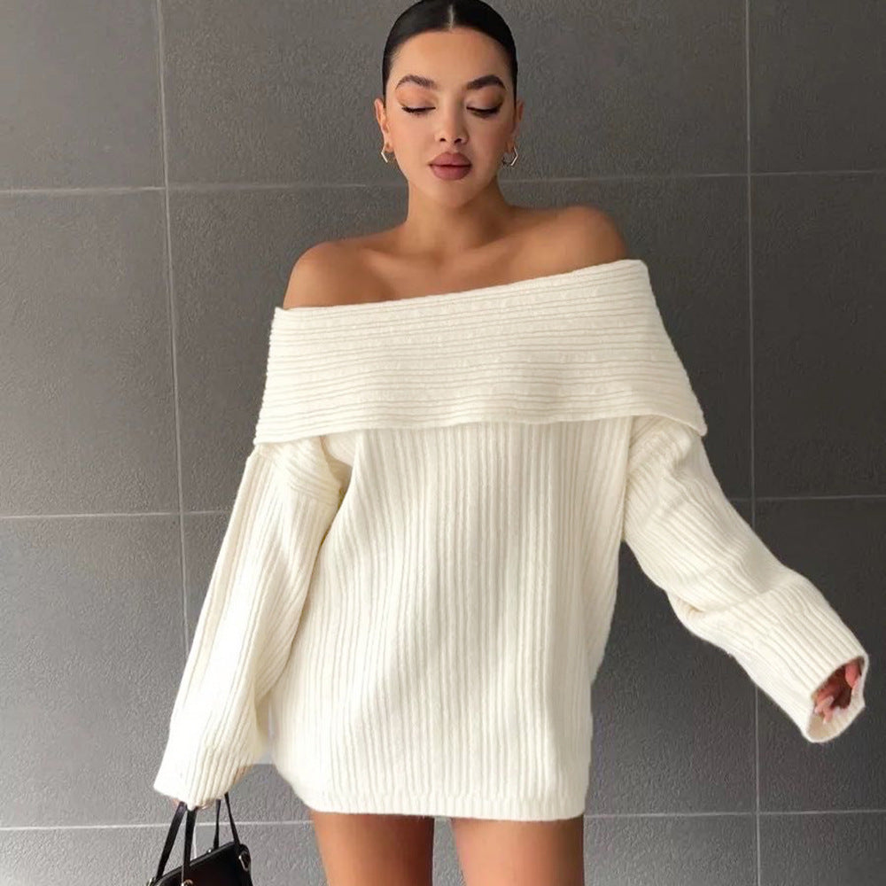 Women's Off-neck Long-sleeved Loose Sweater