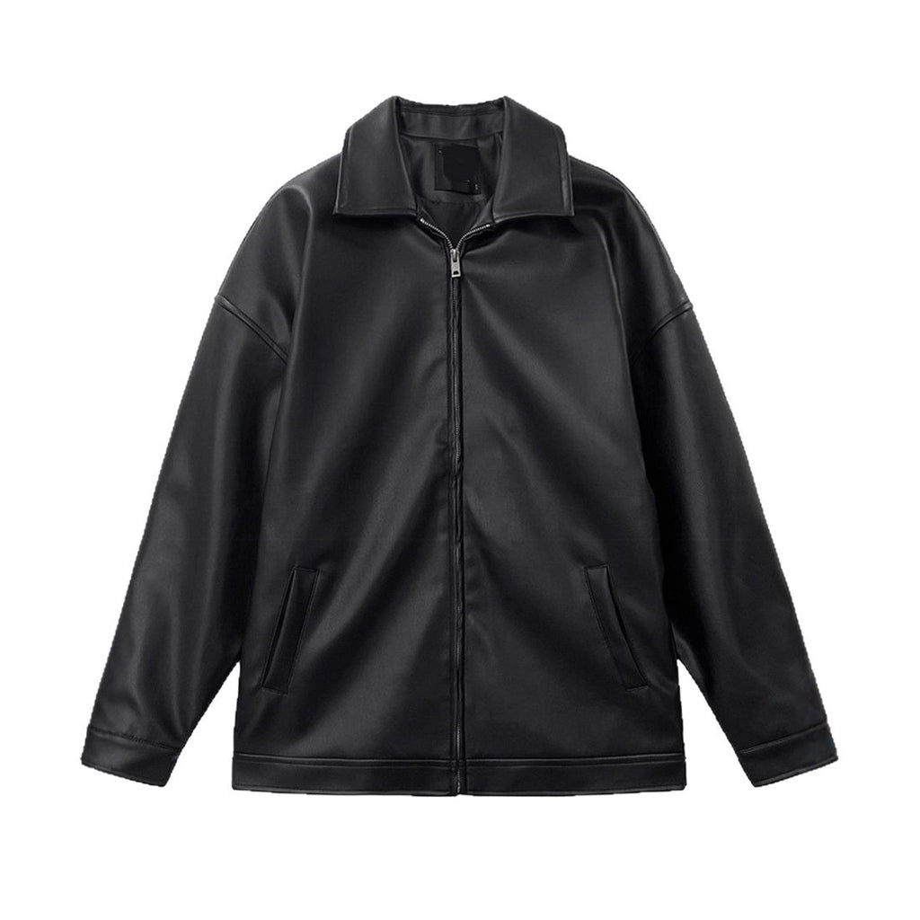 Men’s Korean Leather Casual Baseball Jacket Streetwear Bomber Style