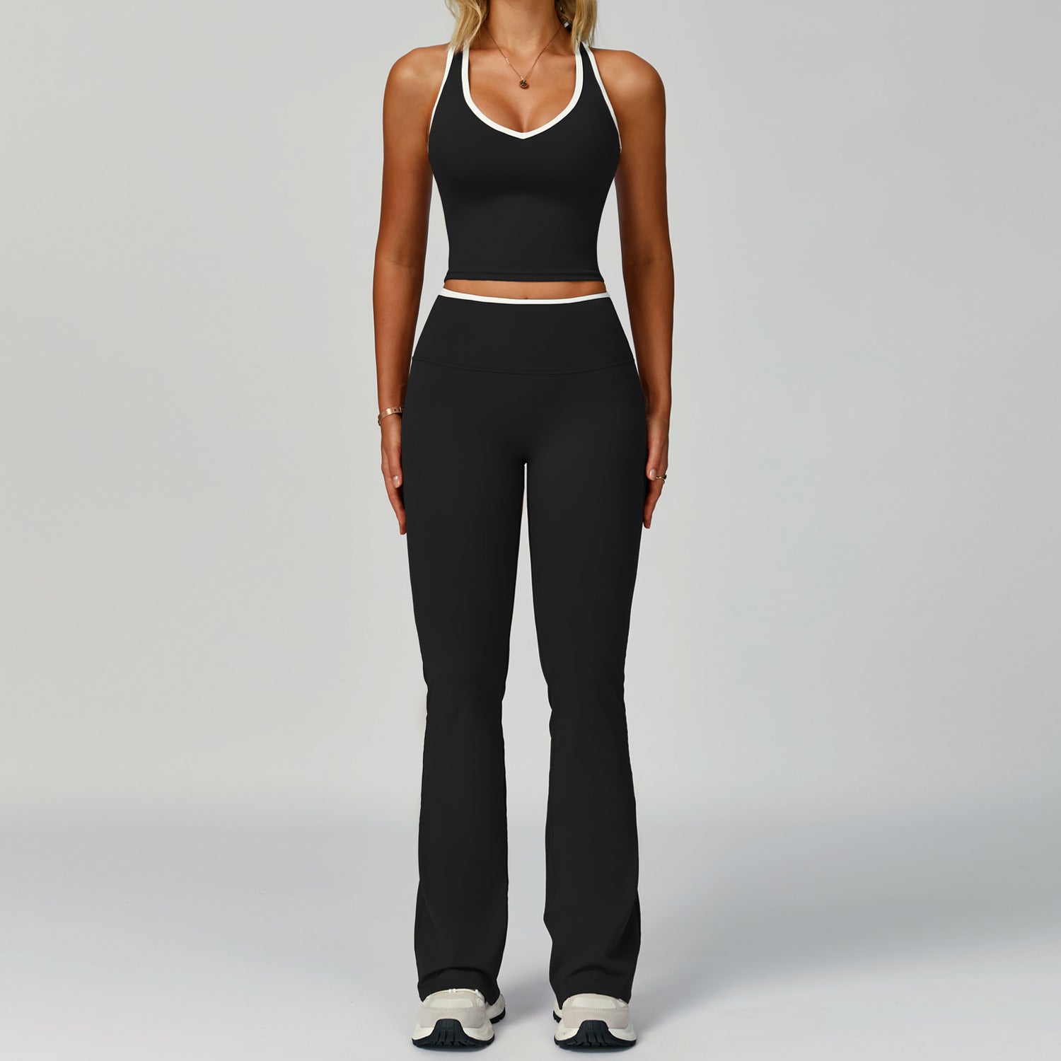 Women’s 2-Piece Yoga Sports Set – Crop Top & High Waist Pants, Fitness Workout Outfit