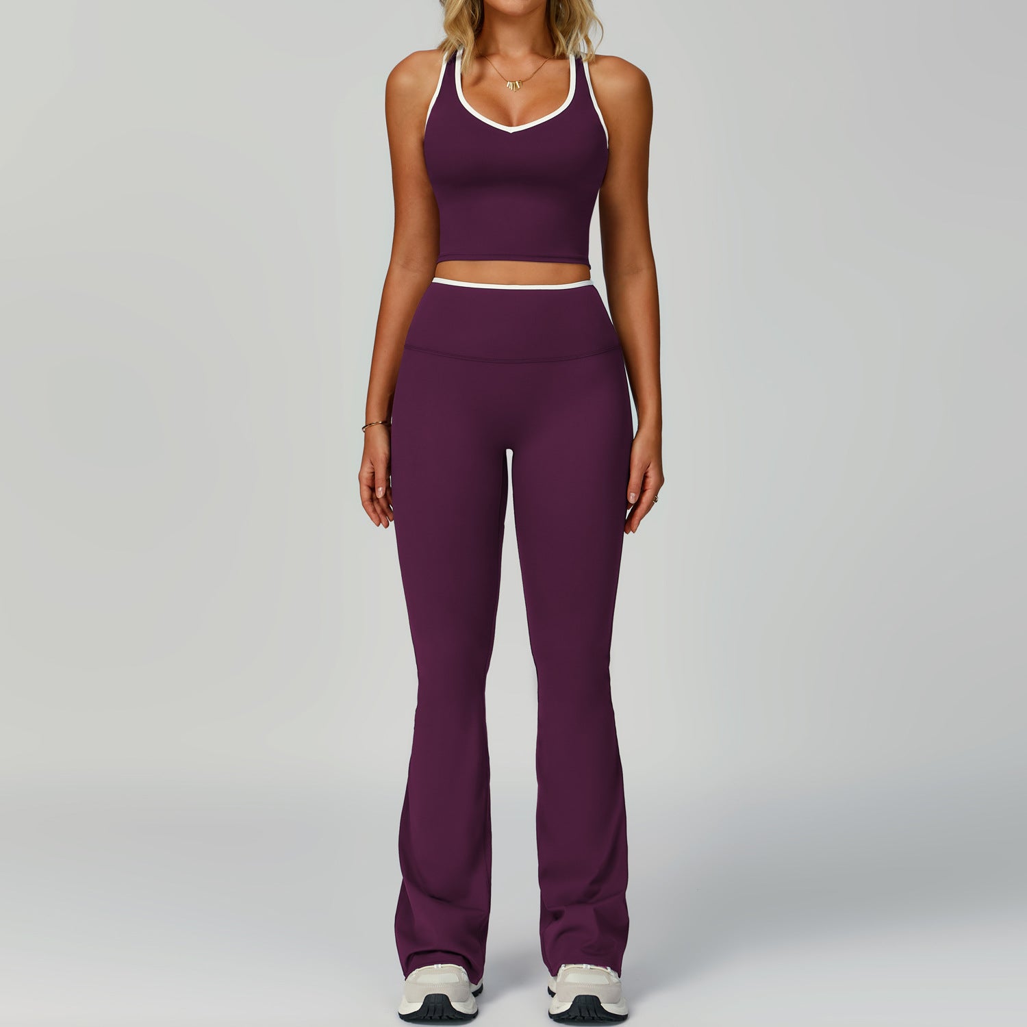 Women’s 2-Piece Yoga Sports Set – Crop Top & High Waist Pants, Fitness Workout Outfit