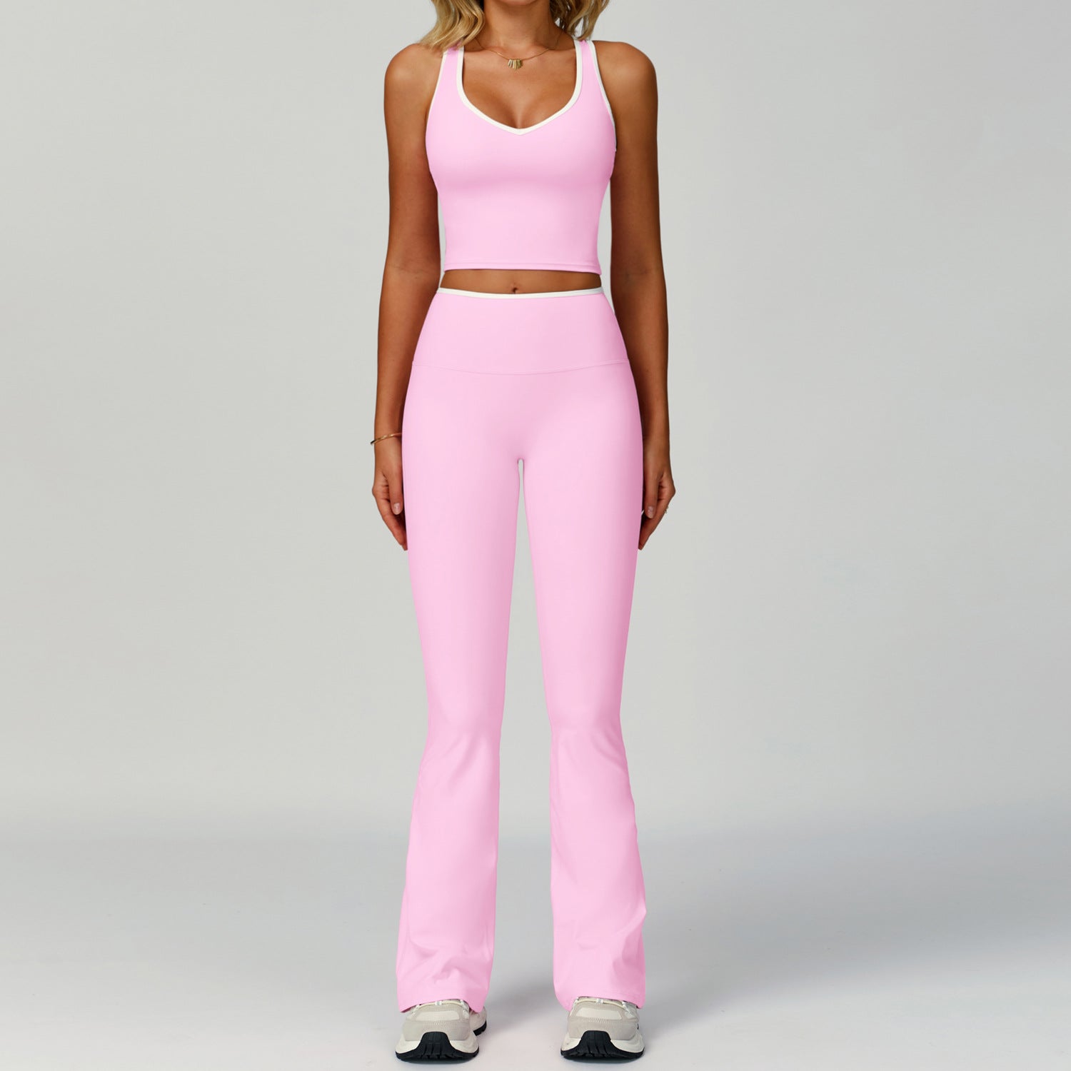 Women’s 2-Piece Yoga Sports Set – Crop Top & High Waist Pants, Fitness Workout Outfit