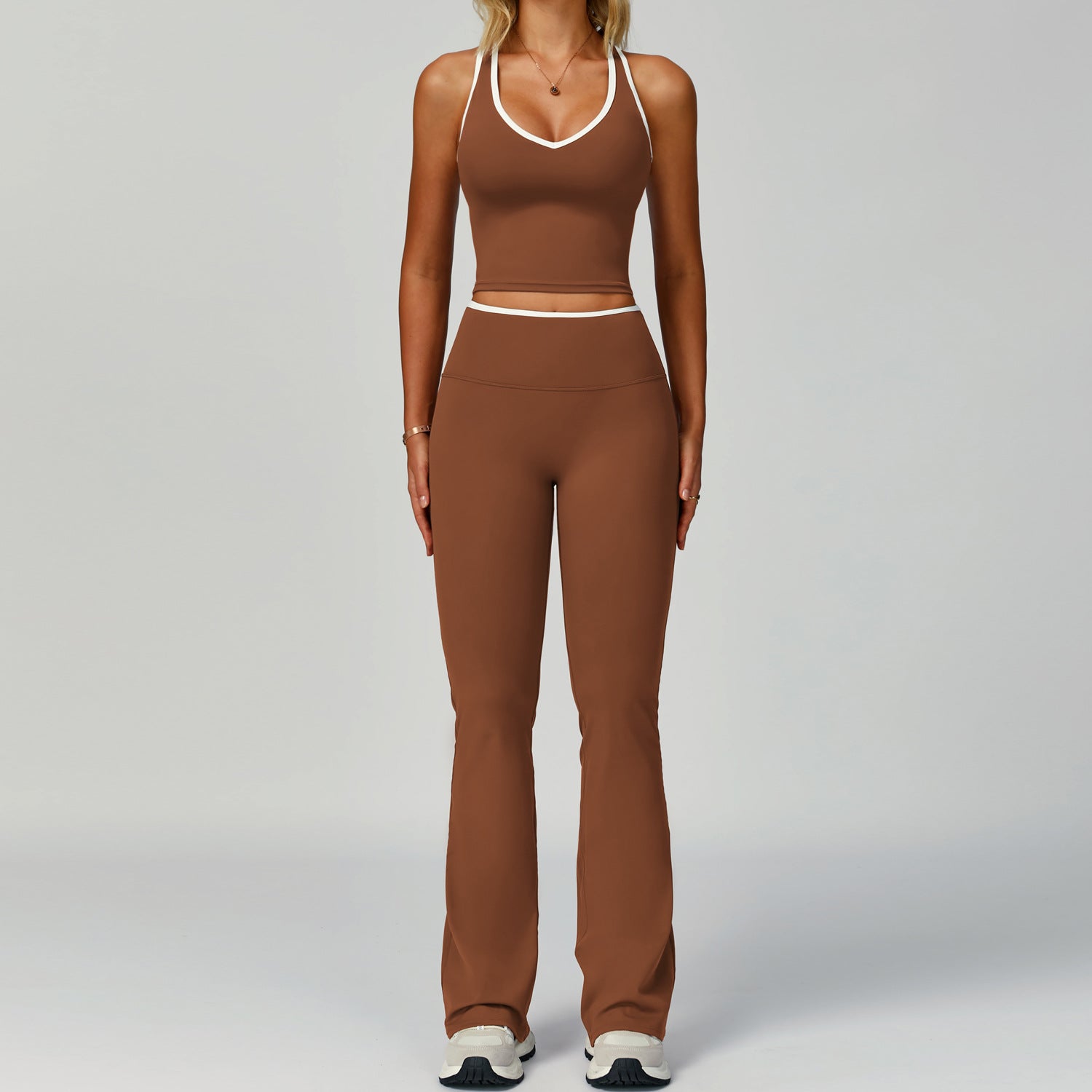 Women’s 2-Piece Yoga Sports Set – Crop Top & High Waist Pants, Fitness Workout Outfit