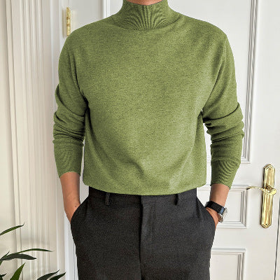 Men’s Business Pullover Mock Neck Sweater – Smart Casual Knit Top