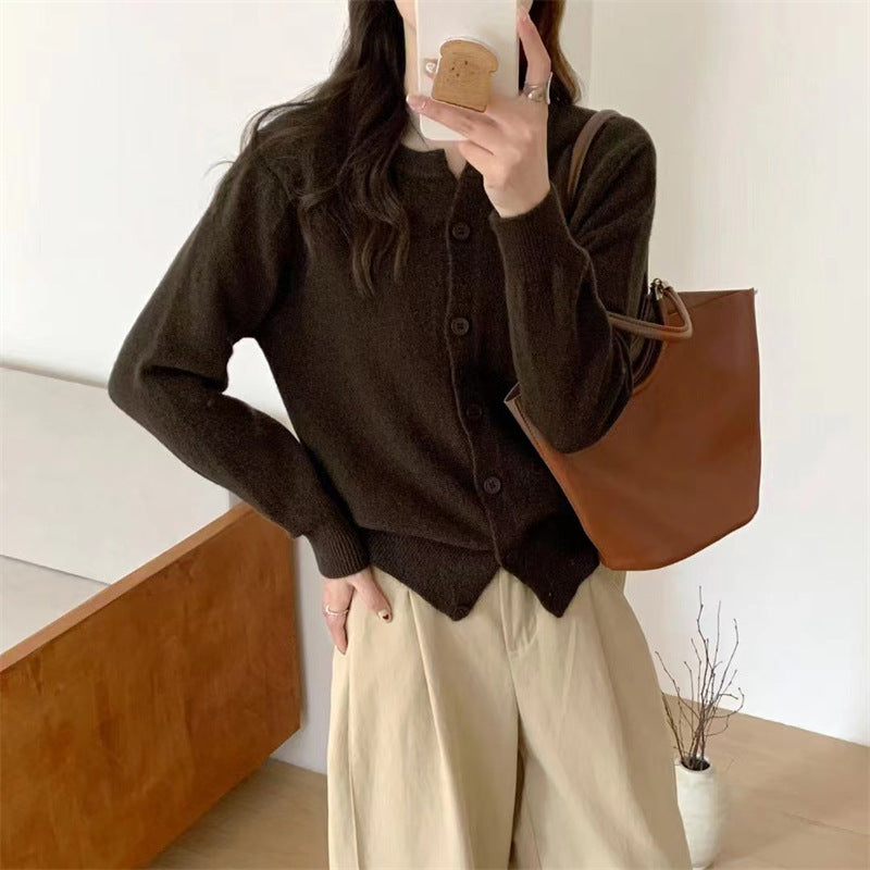 Women’s Knitted Button Cardigan Casual Short Sweater Jacket
