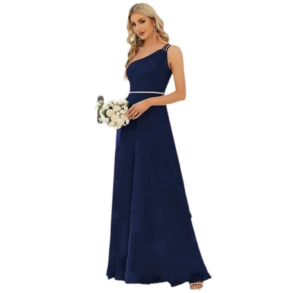 High-Grade One-Shoulder Slim Fit Evening Dress for Women
