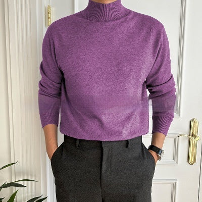 Men’s Business Pullover Mock Neck Sweater – Smart Casual Knit Top