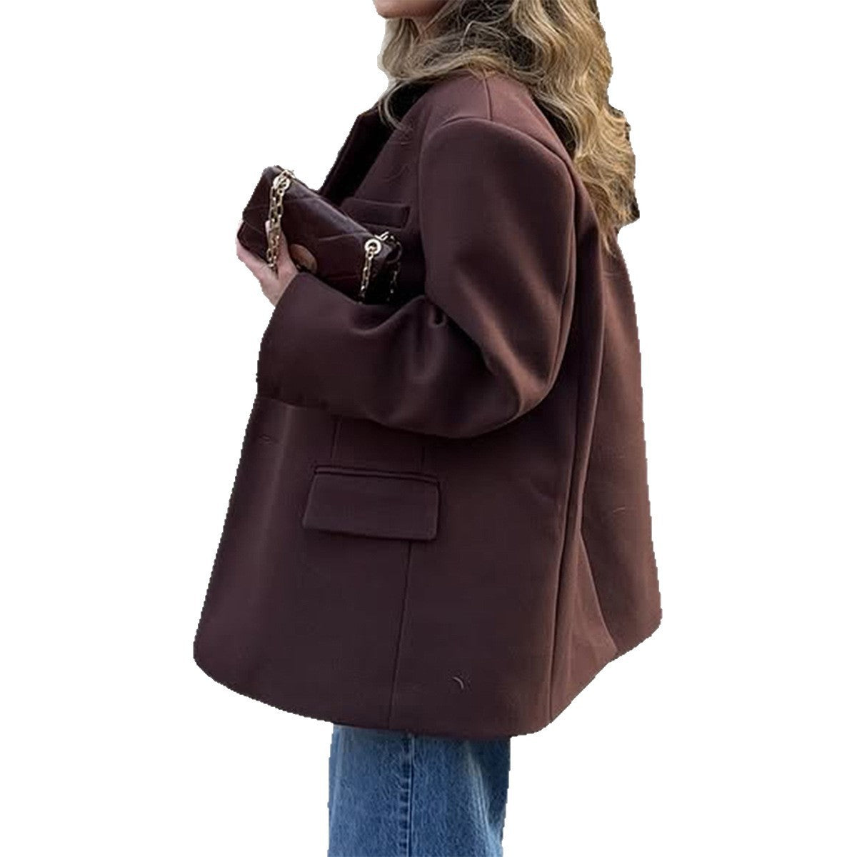 Women’s Wine Red Suit Jacket – Elegant All-Match Blazer