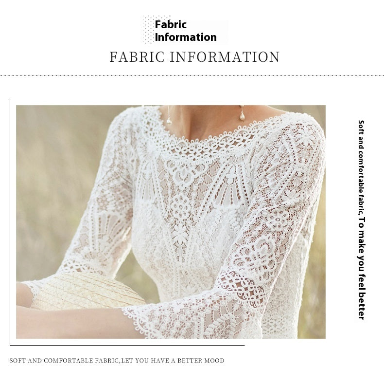 Retro Bohemian Lace Wedding Dress – Elegant Long Sleeve Bridal Gown