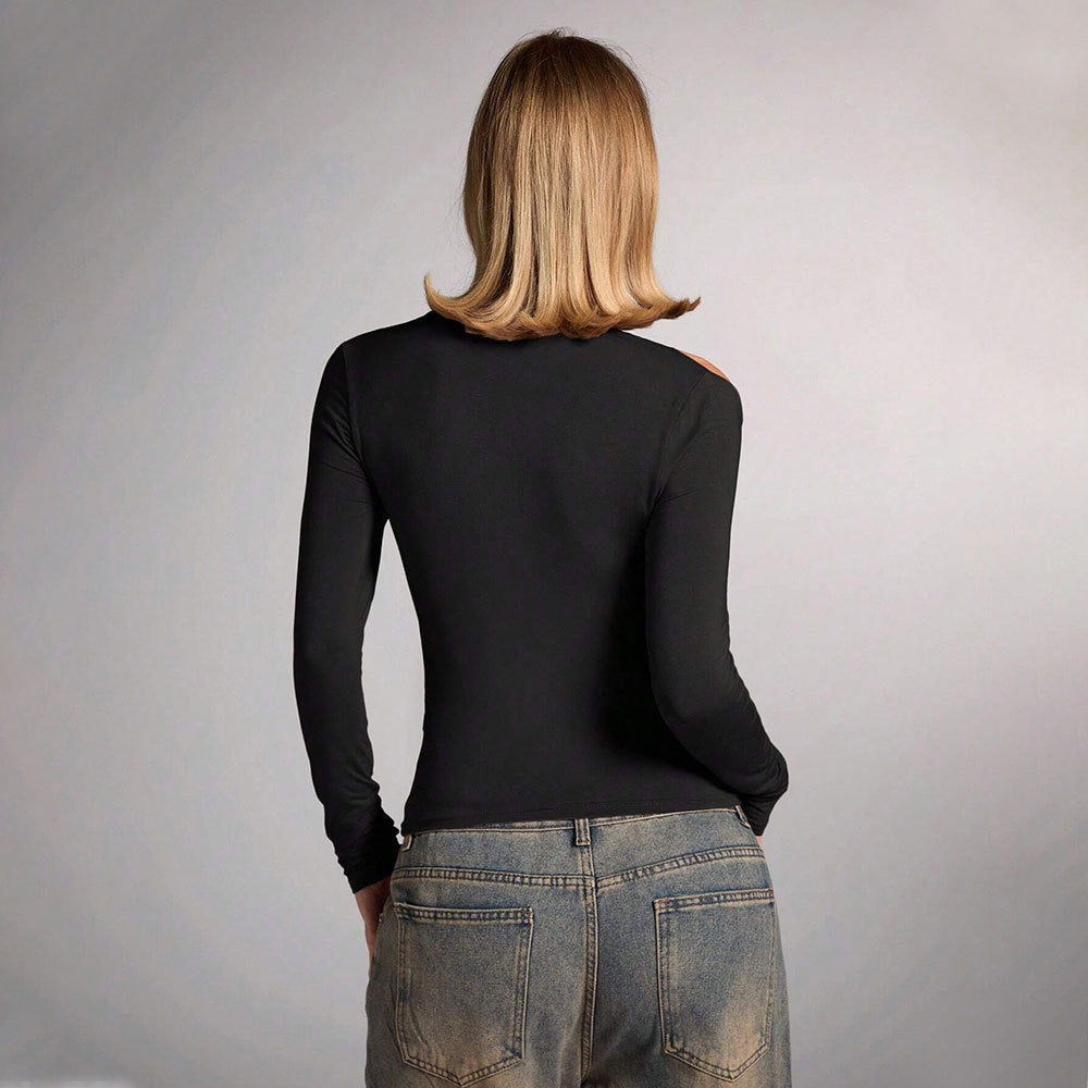 Women’s Halter Off-Shoulder Slim Fit Top – Long Sleeve Fashion Blouse