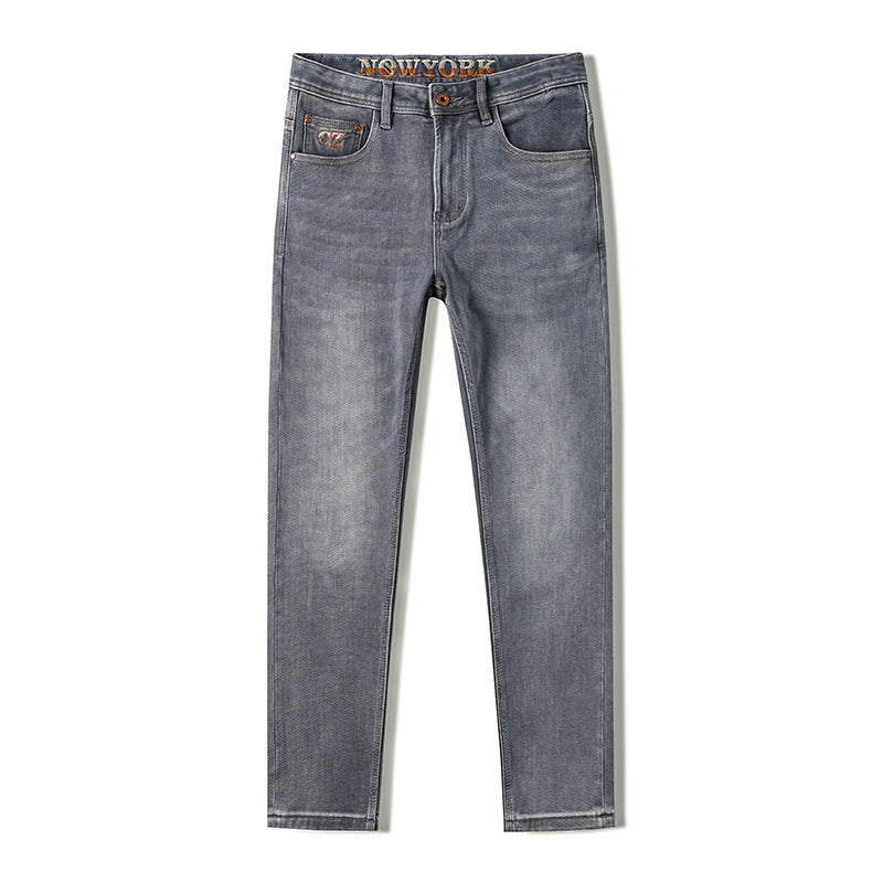 Men’s Classic Light Luxury Fit Slimming Retro Jeans – Gray Denim