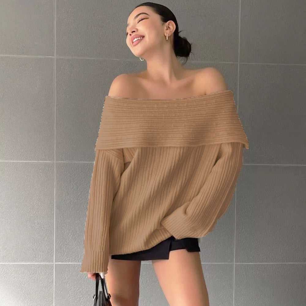 Women's Off-neck Long-sleeved Loose Sweater
