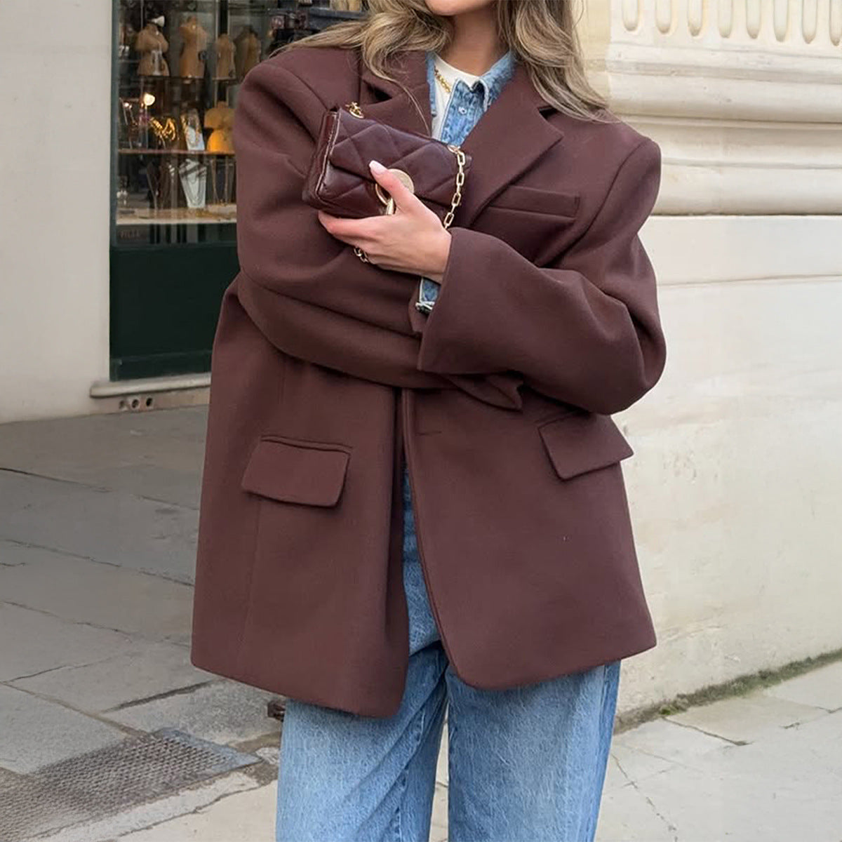 Women’s Wine Red Suit Jacket – Elegant All-Match Blazer