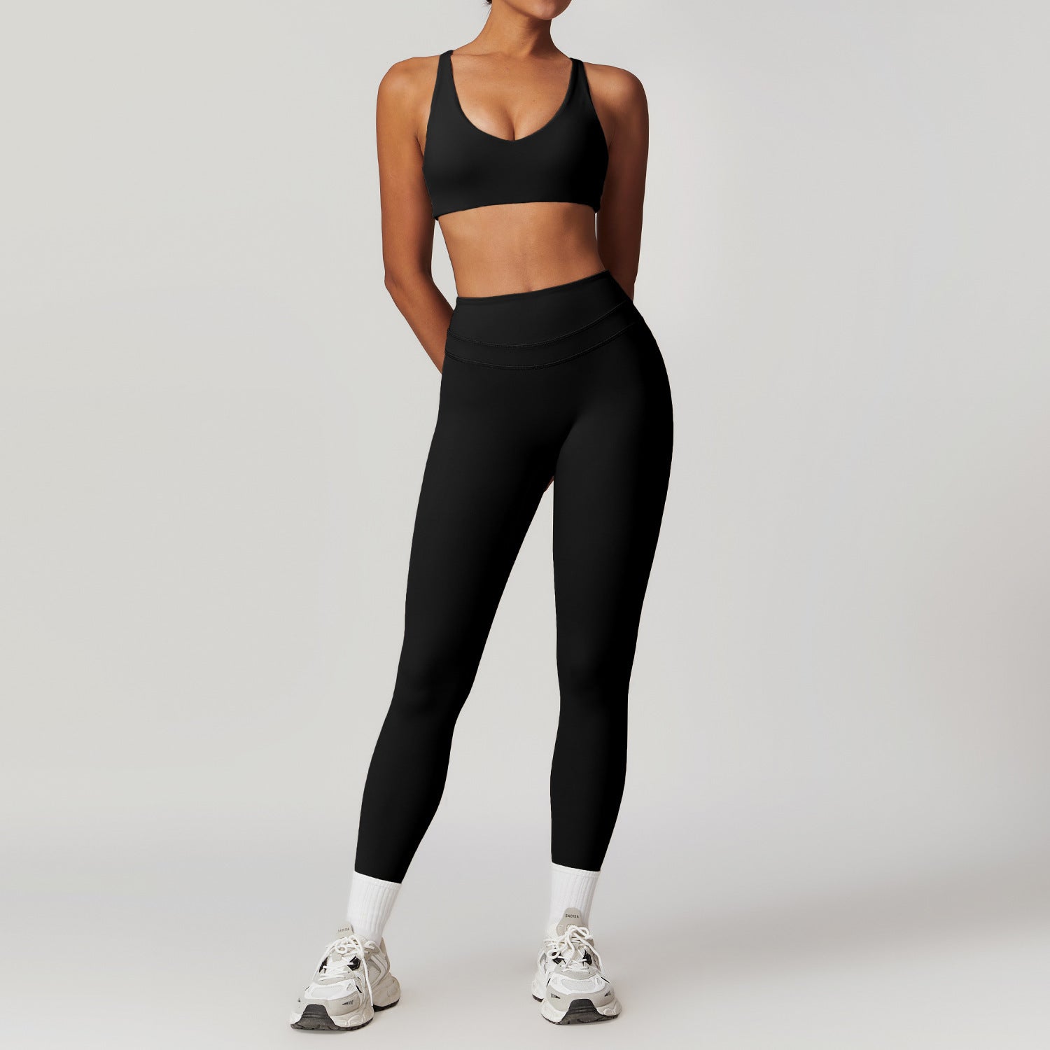 Women’s 2-Piece Yoga Set – Back Cross Sports Bra & High Waist Leggings