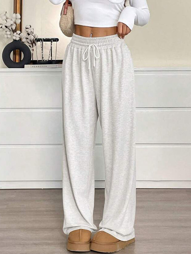 Solid Color Casual Wide Leg Pants for Women – Loose Fit, High Waist, Comfy Style