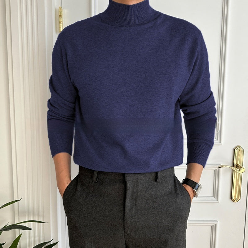 Men’s Business Pullover Mock Neck Sweater – Smart Casual Knit Top