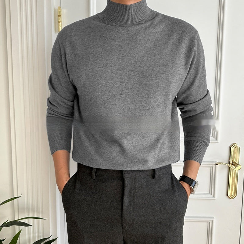 Men’s Business Pullover Mock Neck Sweater – Smart Casual Knit Top